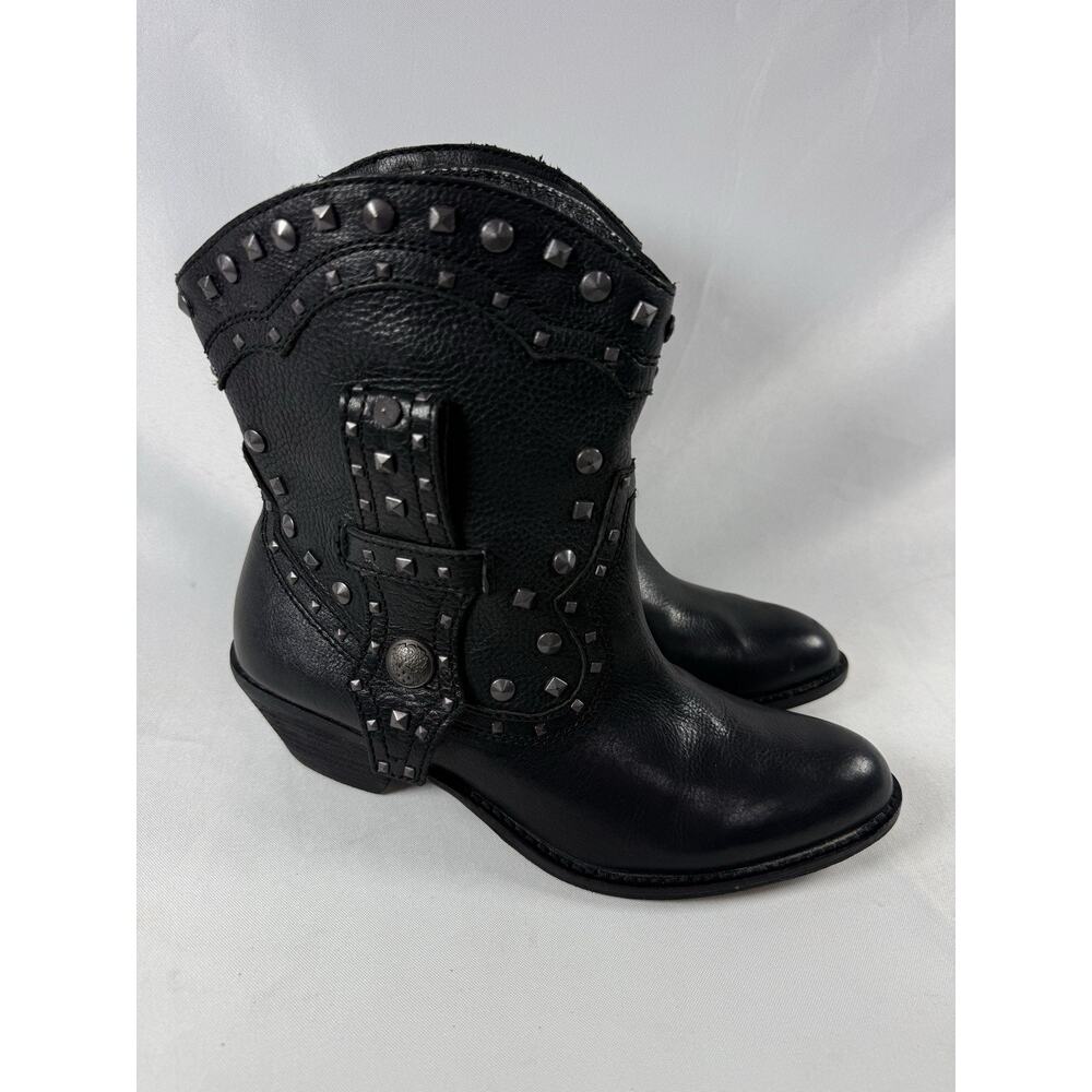 Vince Camuto Womens Size 10B Black Leather Studded Ankle Western Boots